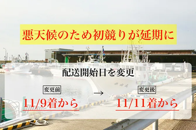 【越前がに・せいこがに】最短お届け日を11月11日着に変更